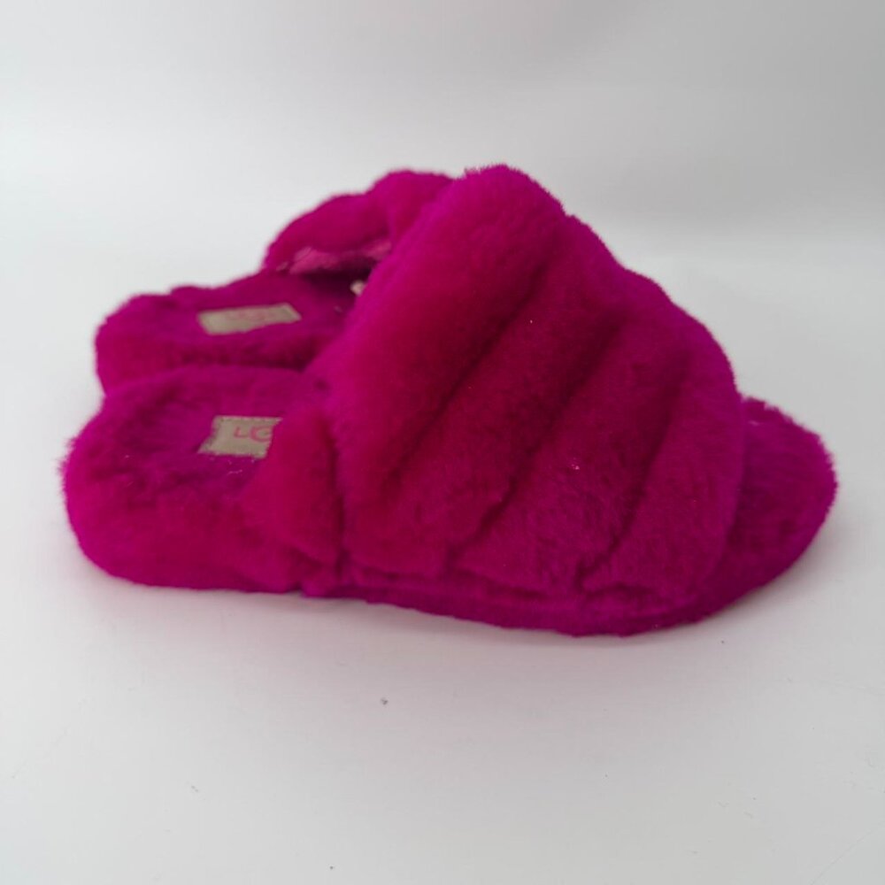 UGG Fluff Fuchsia Pink Kids slide sandals Size 13 - Picture 2 of 4